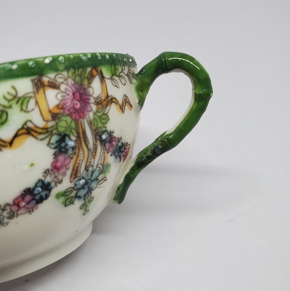 Handpainted Floral Moriage Porcelain Tea Cup 1940's Vintage Pre-Owned - Picture 8 of 13